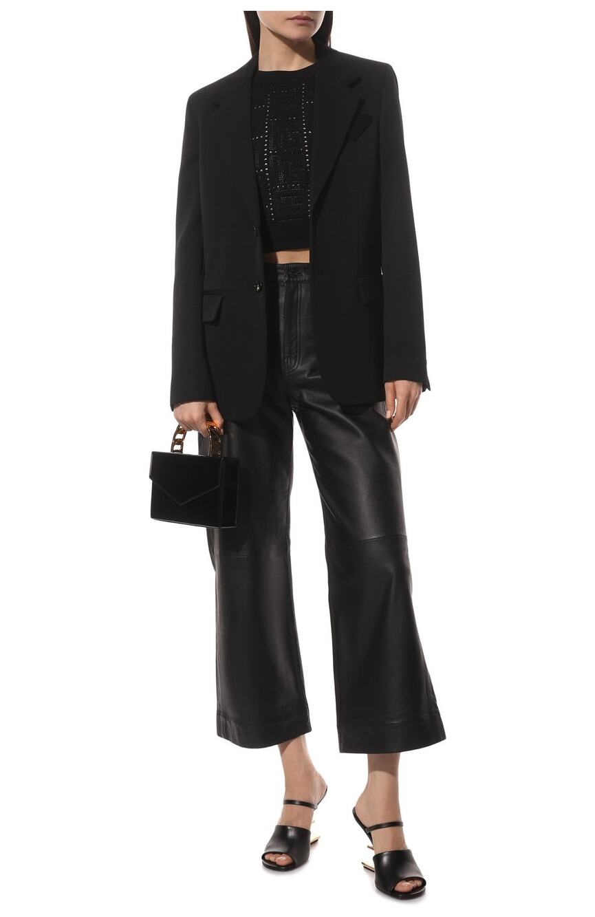 Proenza Schouler White Label High Rise Cropped Leather Pant Black Women Sz 2 NWT